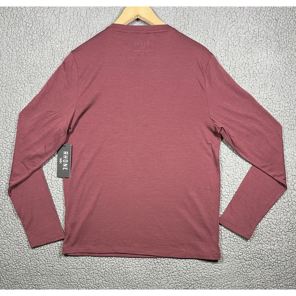 Rhone‎ Modino Wool Long Sleeve Tee Mens's Size S Tawny Port Red NWT